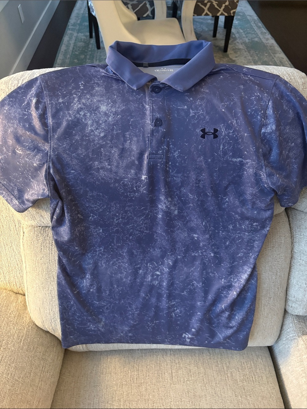 Under Armour Boy's Marbled Blue Purple Performance Polo